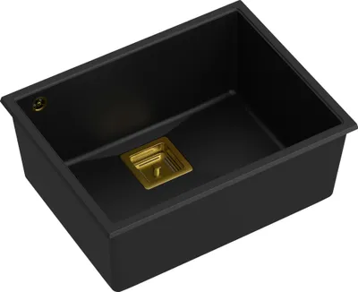 Produktbild von QUADRON Spülbecken 1-Becken Spüle | Größe: 55 x 42 x 22,5 cm | DAVID 50 | Küchenspüle Granitspüle aus GraniteQ mit Siphon | Carbon & Gold
