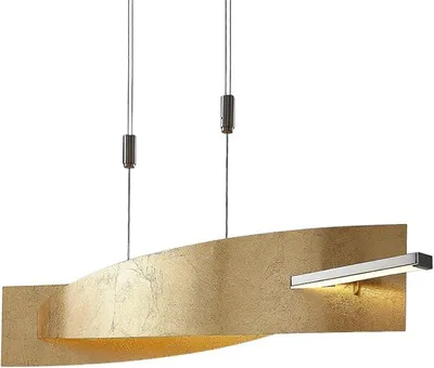 Zdjęcie produktu dla Lampa wisząca, złoty kolor, możliwość regulacji jasności, wysokość regulowana, moc 24W, lampa do jadalni, lampa nad stół