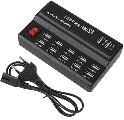 Obrázok produktu pre Univerzálna 12-portová USB nabíjačka pre rýchle a bezpečné nabíjanie – 5 V, 10 A – USB rozbočovač (220 V – EÚ)