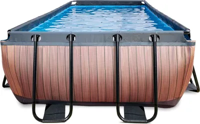 Zdjęcie produktu dla EXIT Wood Basen Stelażowy 400x200x100cm, Basen Naziemny, z Filtrem piaskowym, Brązowy