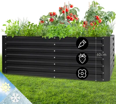 Image de Blumfeldt Jardiniere sur Pieds, Espace Potager sur Pied Jardinage Extérieur, Potager Surélevé en Hauteur, Potager Sureleve Exterieur Jardin et Balcon, Bac Potager sur Pied en Acier, 1200L, 2m