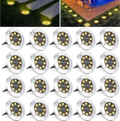 Produktbild von Tianpeng 20 x LED Solarlampe Bodeneinbaustrahler Solar Bodenleuchte Bodenlampe Außen 8Leds,Warmweiß