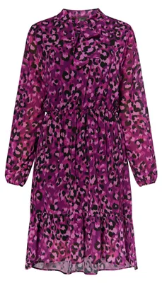 Produktbild von LEOMIA Damen Kleid mit Leoprint 19229629-LE02, Flieder Leo, S