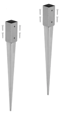 Pfostenhalter mit Spitze, 2 Stück, verzinkter Stahl, 75 cm, 61 x 61 mm