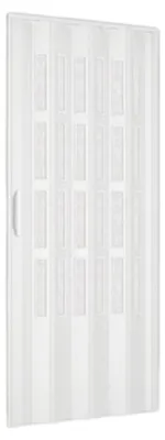 Immagine prodotto di Porta a soffietto in PVC bianca con inserti in vetro apertura laterale e chiusura magnetica 82x210 cm