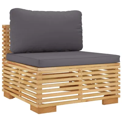 Zdjęcie produktu dla vidaXL Sofa ogrodowa z ciemnoszarymi poduszkami z litego drewna tekowego