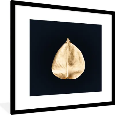 Produktbild von MuchoWow® MuchoWow® Gerahmtes Poster Blätter - Schwarz und Gold - Schwarz - Gold - Luxus 40x40 cm - Poster mit zchwarzem Bilderrahmen - Poster - Plakat im Rahmen