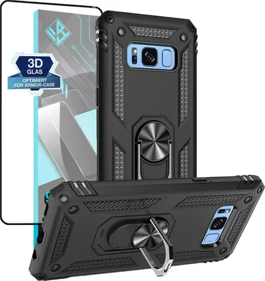 Produktbild von Armor Outdoor Handyhülle für Samsung Galaxy S8 Handy Panzer Case Schutzhülle mit 9H Displayglas Displayschutz Farbe: Schwarz