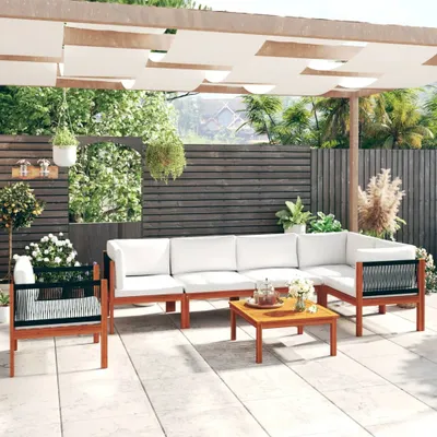 Productafbeelding van Maison Exclusive - 7-delige loungeset voor de tuin met kussens, kleur crème, afmetingen 63 x 63 cm