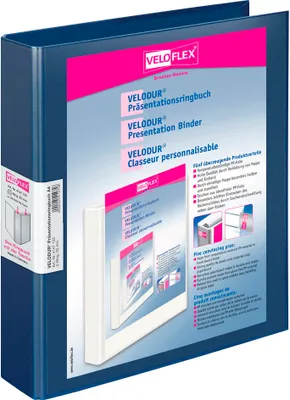 Zdjęcie produktu dla Segregatory prezentacyjne VELOFLEX VELODUR® 2-ringowe niebieskie 4,6 cm DIN A4, 10 szt.