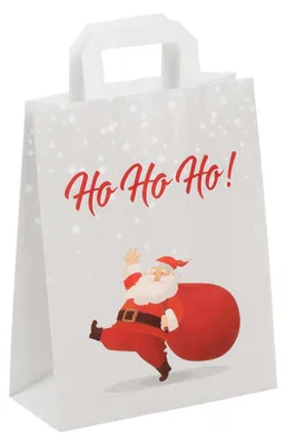 Produktbild von 250x Papiertragetaschen aus Kraftpapier 180+ 80x220mm Motiv Weihnachtsmann Santa Claus