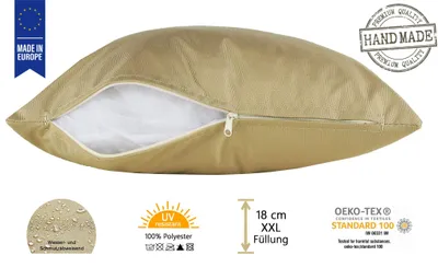 Produktbild von JACK 50x50cm Outdoor Lounge Kissen Dekokissen inkl. XXL-Füllung Wasserabweisend Sitzkissen Garten Stuhl Lotus Effekt, Farbe:Taupe