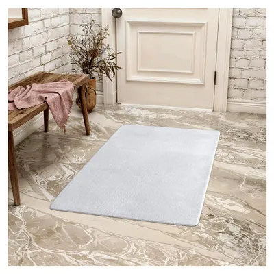 Produktbild von Teppichläufer Weiß 80x150 cm Waschbarer Kurzflor, rutschfest und weich, modernes einfarbiges Design für Schlafzimmer, Küche und Flur