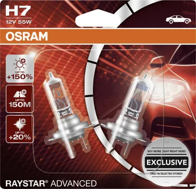 Produktbild von Osram Halogenlampe H7 Raystar Advanced  +150% 12V 60/55W