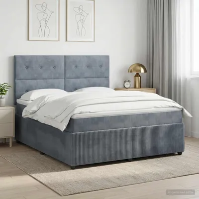 Immagine prodotto di Maison Exclusive - Letto boxspring con materasso grigio scuro 140 x 190 cm velluto