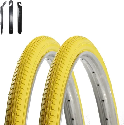 Immagine prodotto di 2 x Kenda K-142 Pneumatici per biciclette Copertoni gialli 40-635 (28 x 1 1/2) incl. leva per pneumatici