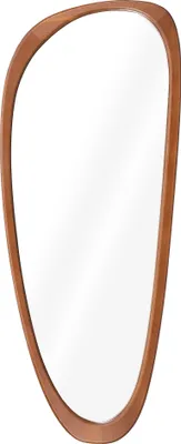 Produktbild von Navaris Asymmetrischer Wandspiegel mit Holzrahmen - Deko Spiegel 60 x 24,5 cm - Badezimmerspiegel Flur WC - Wanddeko Bad - dekorativer Hängespiegel