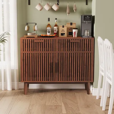 Immagine prodotto di Mobile contenitore a due ante e due cassetti, finitura effetto noce, design moderno