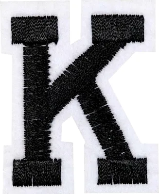Produktbild von 1 Buchstaben Aufbügler, 15-43x45mm, Applikation, Aufnäher, schwarz, Buchstaben & Zeichen:K