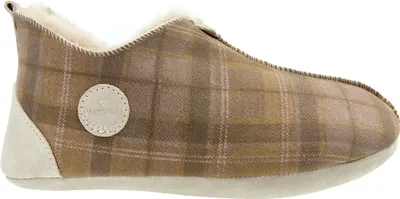 Produktbild von Vanuba - Damen Hausschuhe Oxford Tartan Lammfell Leder Wolle Pantoffeln D022 Beige, Größe 41 EU