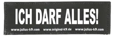 Produktbild von Julius-K9 ICH DARF ALLES!, PET-Kabelstrang mit Klettaufsatz, Hund, Schwarz, Weiß, IDC®Longwalk Y-Geschirr Alle Größen IDC® Powergeschirr® Baby 1, Baby 2, Mini-Mini, Mini, 0..., 110 mm, 30 mm