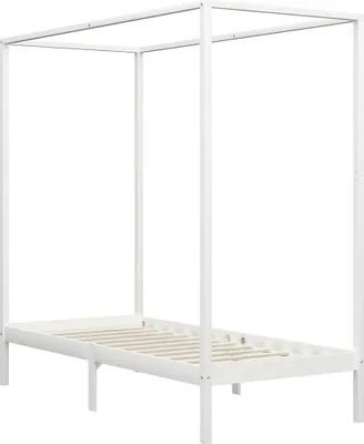 Produktbild von vidaXL Himmelbett-Gestell Weiß Massivholz Kiefer 100 x 200 cm