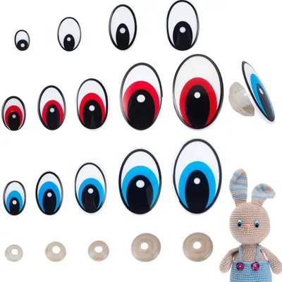 Obrázek produktu pro TRANKIELO® - Sada 72 oválných bezpečnostních očí - Roztomilé "kawaii" oči v bílé, červené a modré barvě - Vhodné pro amigurumi a kreativní projekty