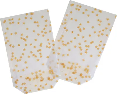 Produktbild von 100 Weihnachts-Bodenbeutel | Goldsterne | 95x160mm | PP