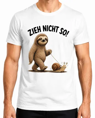 Imagen del producto de Camiseta divertida para hombre con el texto "No seas tan perezoso, caracol", ideal como regalo de cumpleaños. Color: blanco. Talla: M