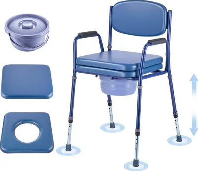 Image de Réhausseur de siège de toilette Chaise de toilette de nuit - hauteur réglable 3 en 1 - charge maximale 181 kg