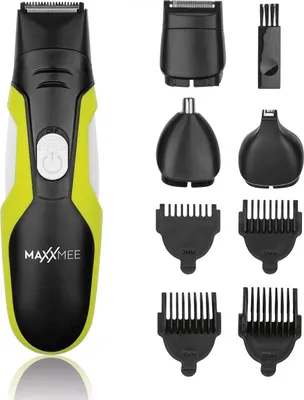 Produktbild von MAXXMEE 4 in1 Rasierer Set - 4 Trimmaufsätze & 4 Rasierköpfe - schwarz/grün