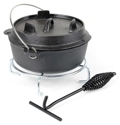 Immagine prodotto di Pentola olandese in ghisa - 4 litri - Con sottopentola e sollevatore del coperchio