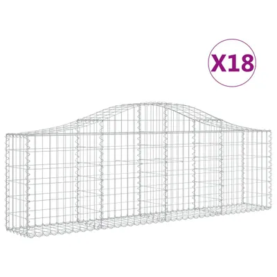 Produktbild von vidaXL Gabionen mit Hochbogen 18 Stk. 200x30x60/80 cm Verzinktes Eisen