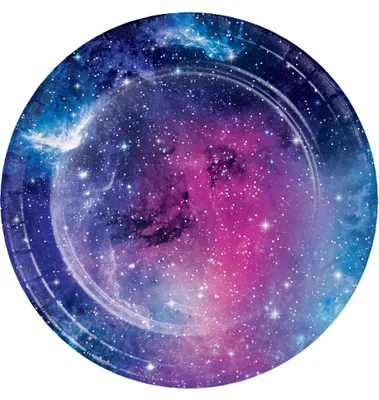 Produktbild von 8 kleine Pappteller Galaxie und Sterne 18 cm - Einheitsgröße