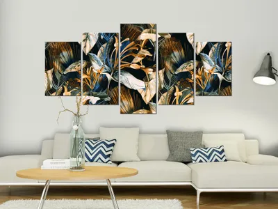 Produktbild von Akustikbild Blumen 200x100 cm Bilder Akustikschaum Hochleistungsschallabsorber Schallschutz Leinwand 5 tlg Wandbild Raumakustik Schalldämmung b-C-0115-b-m