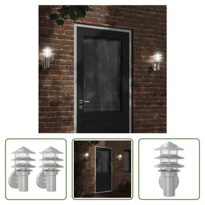 Immagine prodotto di The Living Store Luci da parete per esterni 2 pezzi in acciaio inox argento