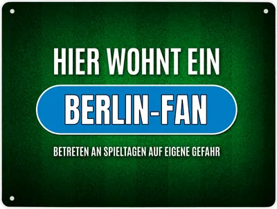 Produktbild von Metallschild XL mit Spruch: Hier wohnt ein Berlin-Fan Schild Blechschild