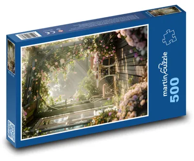 Produktbild von Puzzle 500 Blumengarten mit Bank - martinpuzzle