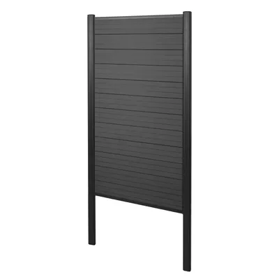 Immagine prodotto di Schermo privacy in WPC Sarthe, recinzione frangivento, palo in alluminio da fissare nel calcestruzzo ~ Elemento di base stretto, 100 cm antracite