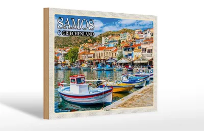 Produktbild von Holzschild Reise 30x20cm Samos Griechenland Pythagório Kleinstadt