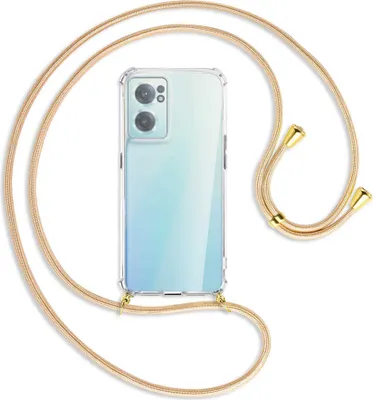 Produktbild von Handykette Backcover-Schutzhülle mit Band (Metall goldfarben) für OnePlus Nord 2 CE - Goldkordel