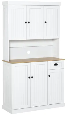 Immagine prodotto di SunvelloMobile Dispensa Cucina in Legno con Armadietti e Cassetto Stile Country, 101x39x180cm, Bianco