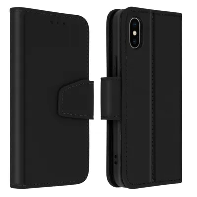 Obrázok produktu pre Avizar, prémiové kožené flipové puzdro z hovädzej kože pre Apple iPhone XS Max, čierne