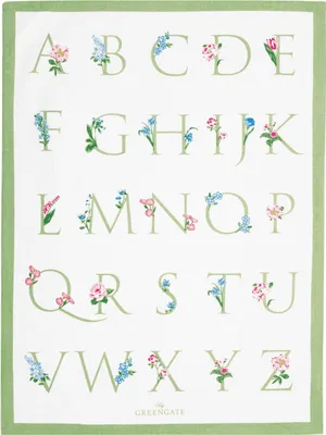 Produktbild von Greengate Agnes Geschirrtuch bedruckt letter white 70x50cm