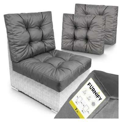 Obrázok produktu pre FURNIFY® Sada 2 kusov (XS) dekoračných vankúšov RATTAN, 40 x 40 cm. Polstrovanie | Sedacie a oporné vankúše | Tmavosivá farba