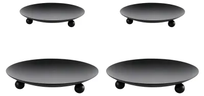 Kerzenhalter-Set 4er, schwarz, 2x Ø6,8 cm + 2x Ø9 cm