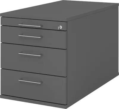 Produktbild von bümö office Rollcontainer - mit 3 Schubladen - Nachbildung: Graphit, Griff: Bügelgriff (Metall)