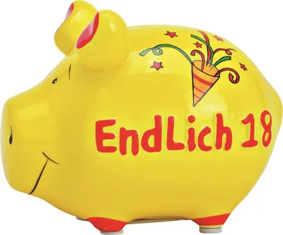 Produktbild von KCG 101223 Spardose Schwein "Endlich 18" - Keramik, klein