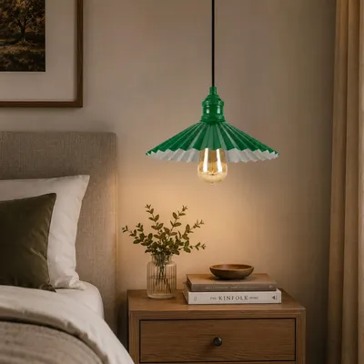 Produktbild von Opviq, Industrielle Pendelleuchte Ø32 cm, Metall, Lichtgrün, 40W - Parent Code