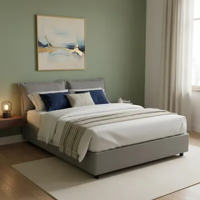 Imagen del producto de Amelinda - Cama Doble, Gris, Colchón Incluido Hecho en Italia